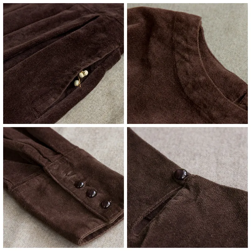 Women Lovely Corduroy A Line Dresses Q9916