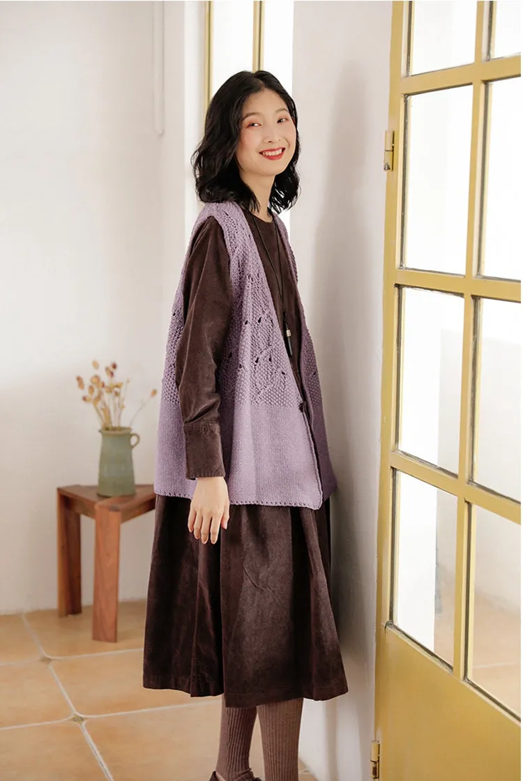 Women Lovely Corduroy A Line Dresses Q9916