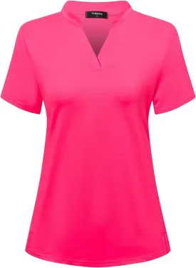 Womens V Neck Golf Shirts Short Sleeve Tennis Tops