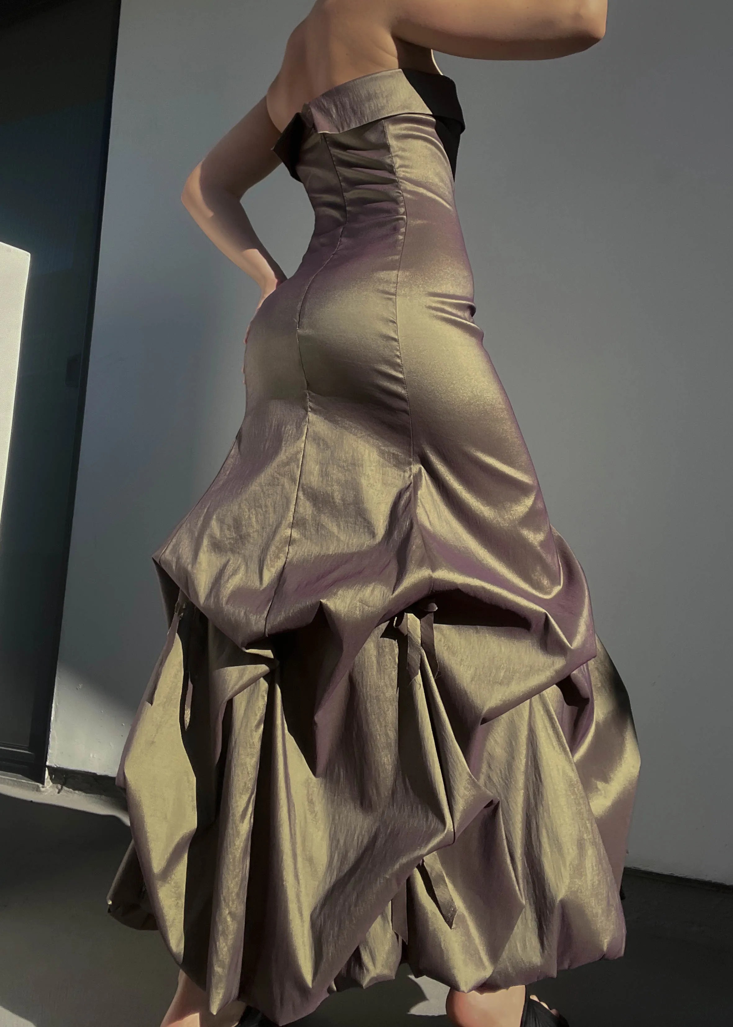 Y2k Metallic Maxi Gown (S)