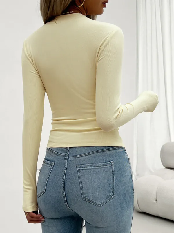 Y2k Temperament Slim Round Neck Long Sleeve Top