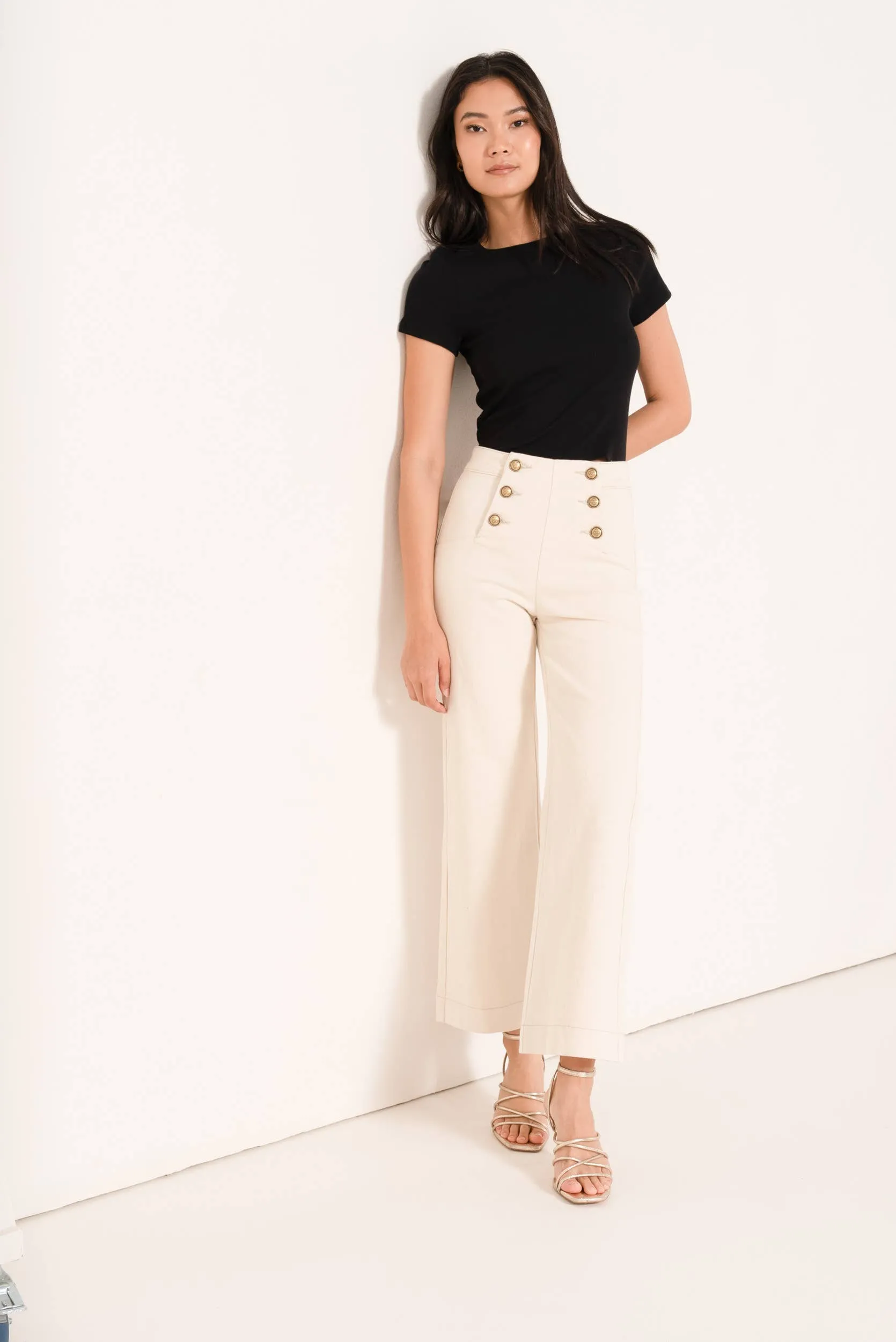 Yvette 6 button Wide Leg Jeans
