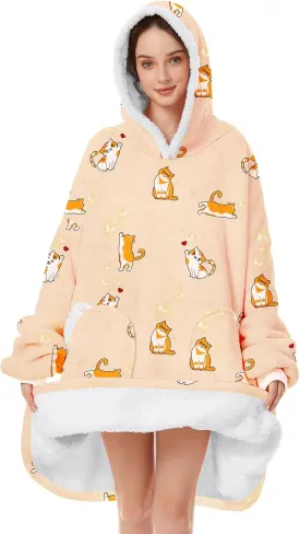 Zando Blanket Hoodie Wearable Blanket Kids and Adult Gift Comfy Blanket Hoodie Oversized Sweatshirt Sherpa Fleece