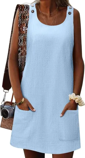 Zeagoo Summer Dress for Women Sleeveless Tank Dress with Pockets Casual Short A Line Dress Crewneck Sundress 2025